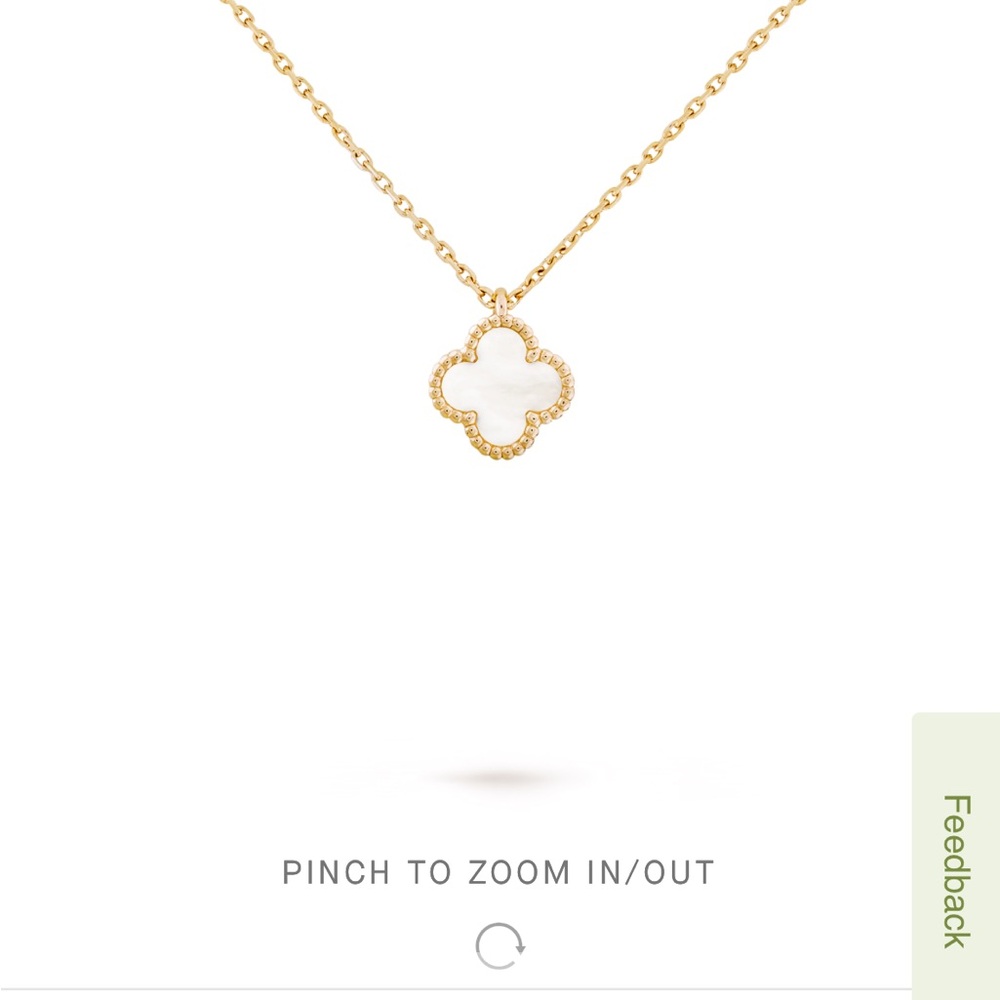 Van Cleef & Arpels Gold and White Clover Necklace